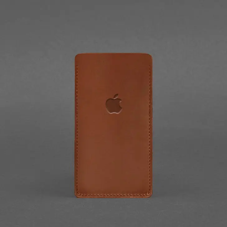 Кожаный чехол для iPhone 13 Светло-коричневый Crazy Horse - фото 4