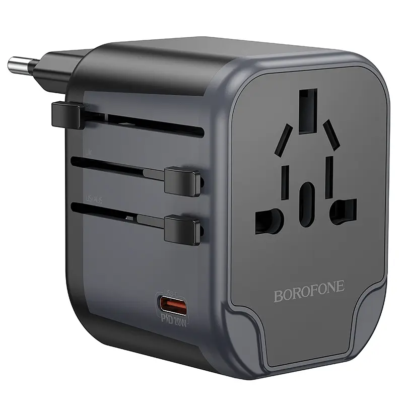 Мережевий зарядний пристрій BOROFONE BAC13 Leader 3-port PD20W(1C2A) universal conversion charger Black (6941991117169) - фото 4