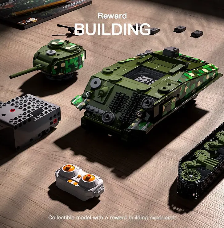 Конструктор танк на радиоуправлении Mould King M4 Sherman Tank  Technik военная техника для взрослых и детей 950 деталей - фото 7