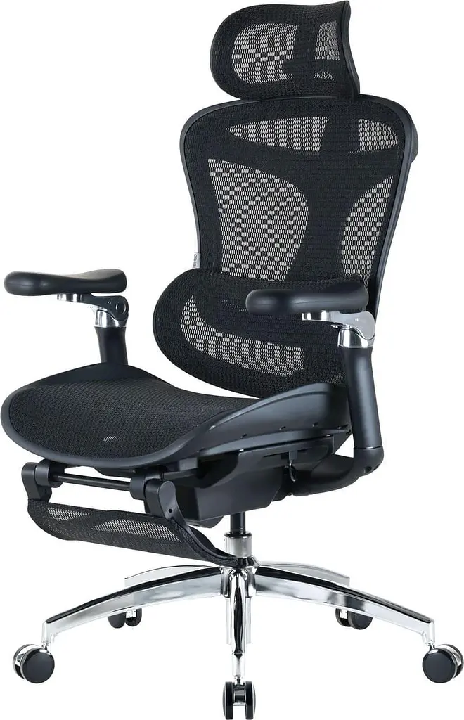 Офісне крісло Sihoo DORO C300 Pro Mesh Black with footrest (DORO-C300-PRO-M101-JT) - фото 4