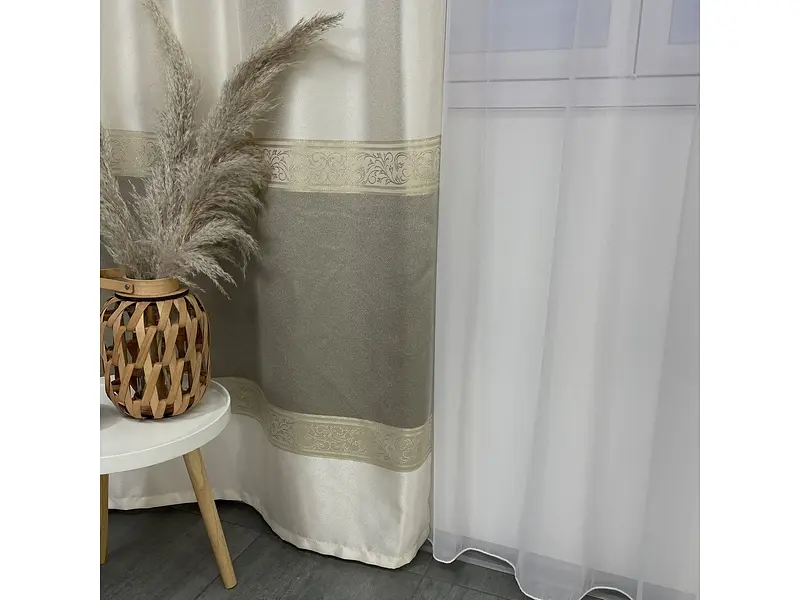 Жакардові штори молочного кольору на тасьмі 2шт. 140х270 ALBO pbe0052414 - фото 11