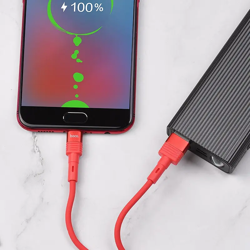 USB Cable Hoco U82 Cool Grace MicroUSB Red 1m - фото 4