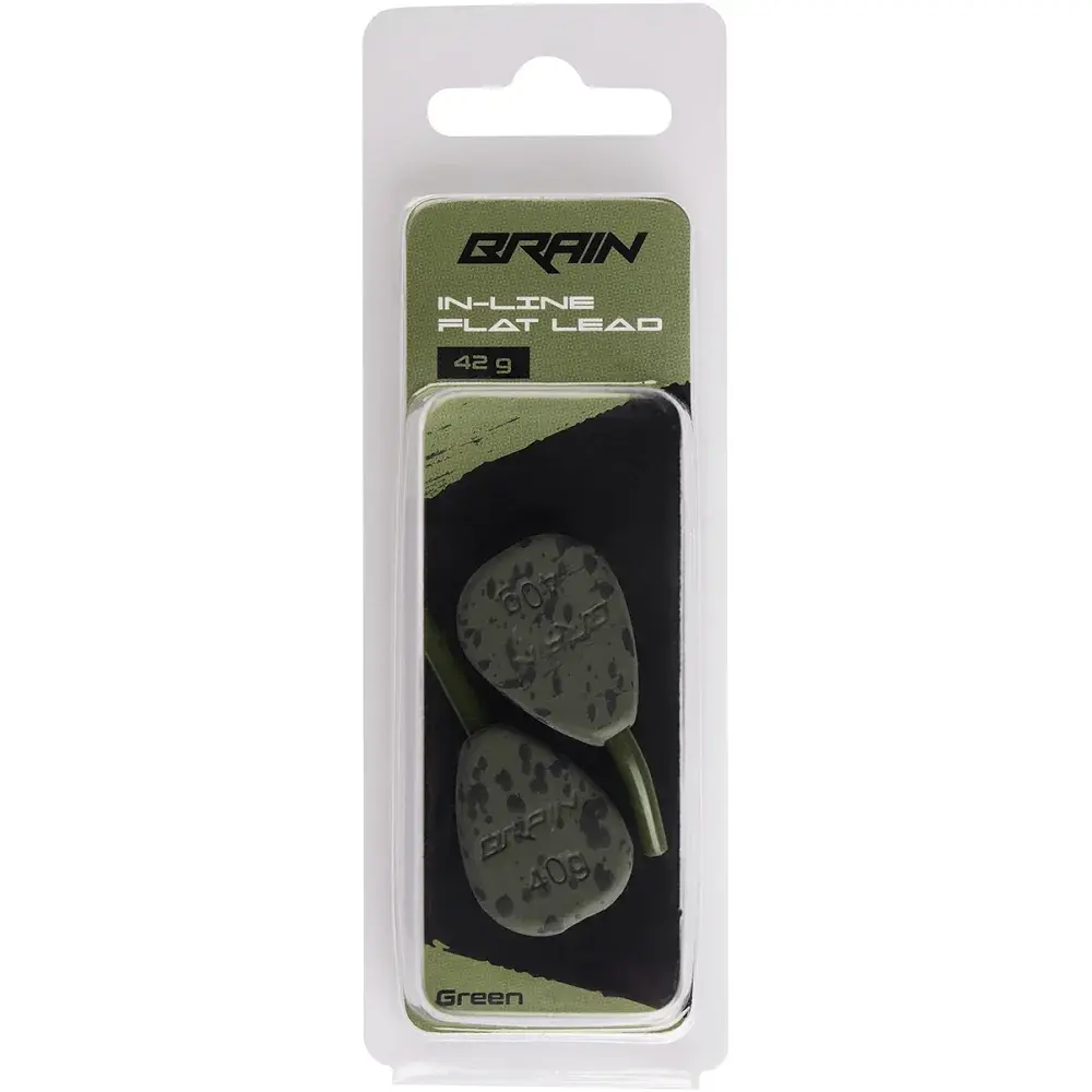 Грузило Brain In-Line Flat Lead 42g 2шт/уп Green - фото 2