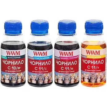 Комплект чорнил WWM для Canon PG-510/CL-511 4х100г BP/C/M/Y Пігментне/Водорозчинне (C10/11SET4-2)
