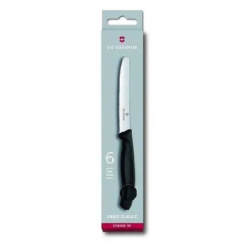 Набір кухонний Victorinox SwissClassic Tomato&Sausage Gift Set 6 ножів лезо 11см хвил. з чорн. ручкою - фото 2