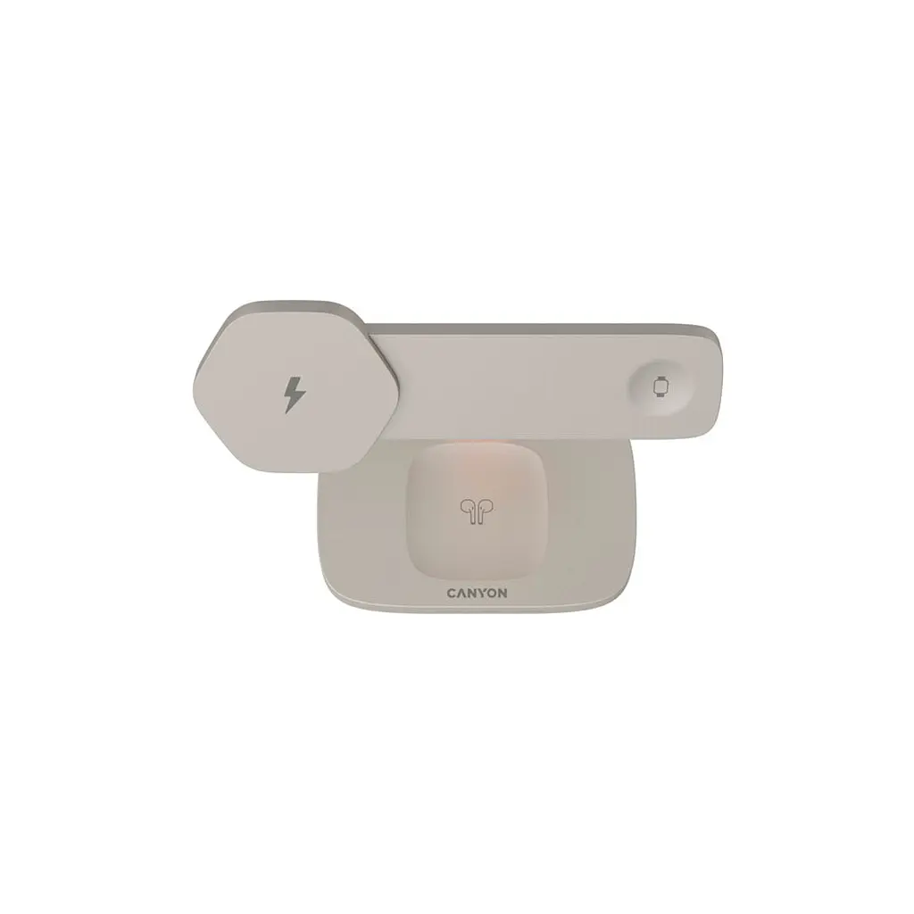 Зарядний пристрій Canyon wireless charger HEXAGON WCS-310 3in1 LightGrey/Orange (CNS-WCS310LGOR) - фото 3