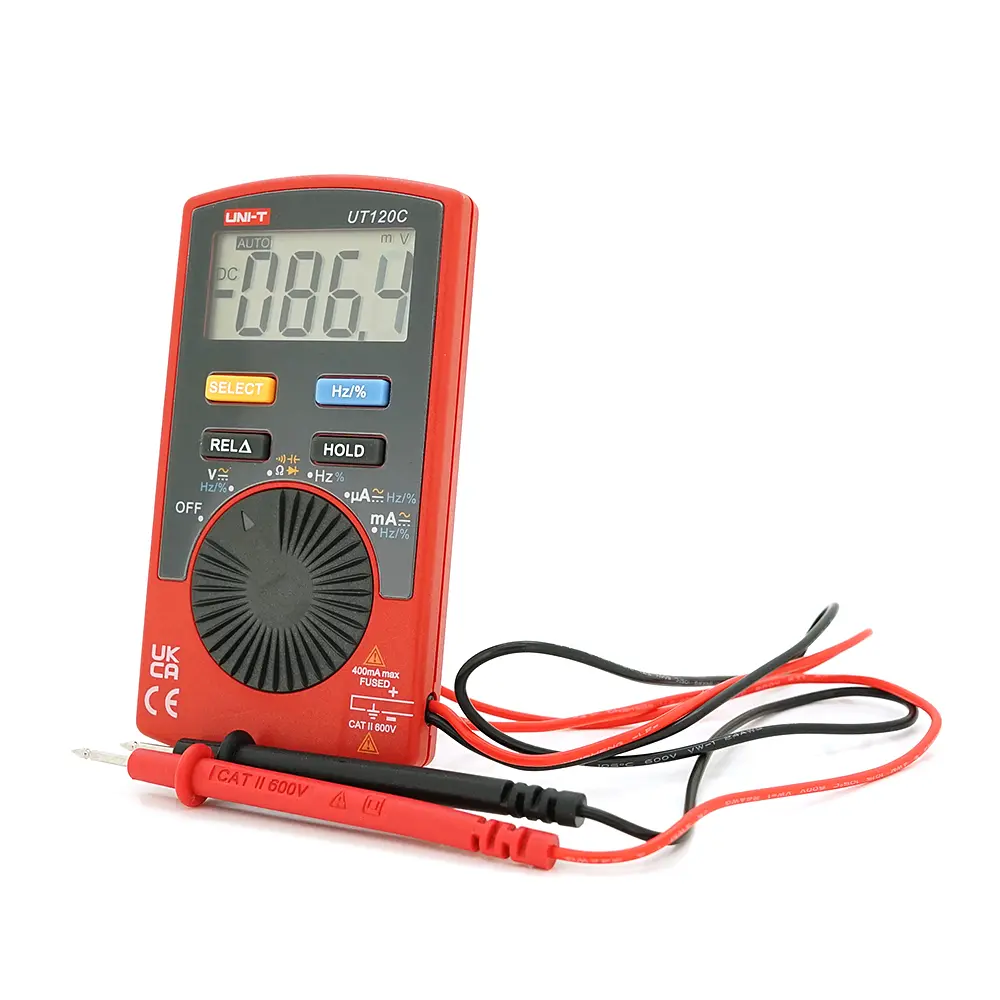 Мультиметр UNI-T UT120C: вимірювання V A Ω C Hz °C. Функції True RMS продзвінку тест діодів перевірка транзисторів. Габарити 110 58 11 мм. Вага 76 г. - фото 3