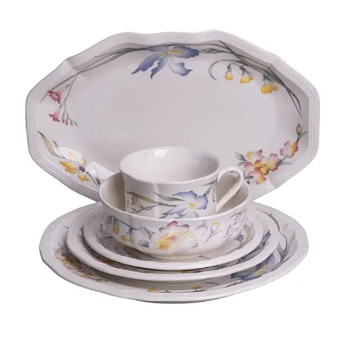 Столовый набор посуды тарелок и чашек 32 предмета на 6 персон Villeroy фарфоровый Yiwu YY78-8A - фото 4