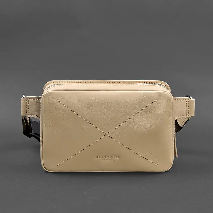 Кожаная женская поясная сумка Dropbag Mini светло-бежевая - фото 6