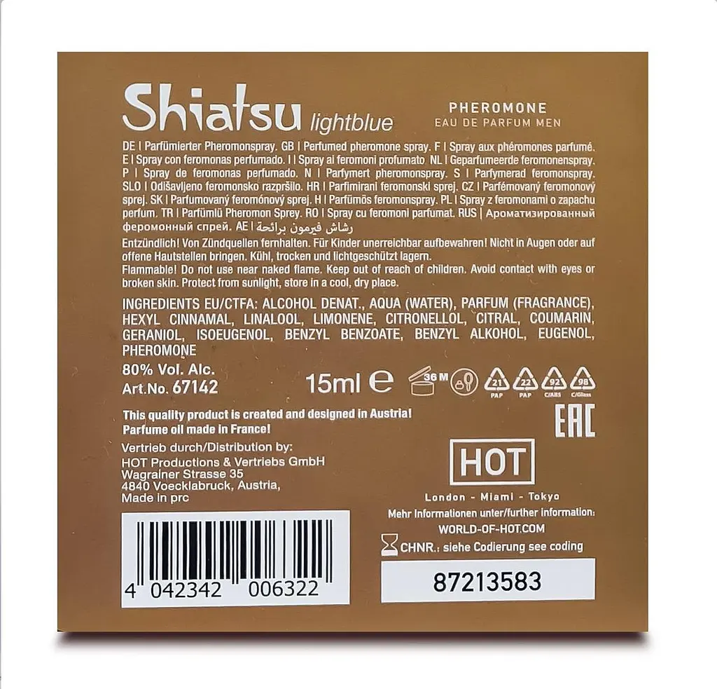 Духи с феромонами мужские Shiatsu Pheromone Fragrance men lightblue 15 ml - фото 5