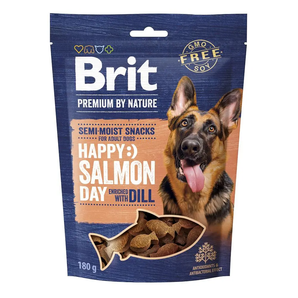 Ласощі для собак Brit Premium напіввологі, з лососем і кропом, 180 г (112281/573936)