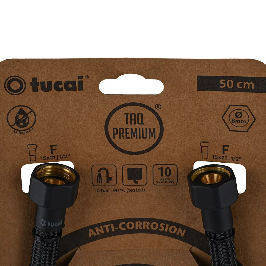 Шланг водяний Tucai TAQ Premium Grif 1/2″x1/2″ BВ 0,5м.Антикор. ACB HG-1212-500 (Чорний Мат) 209970 - фото 2