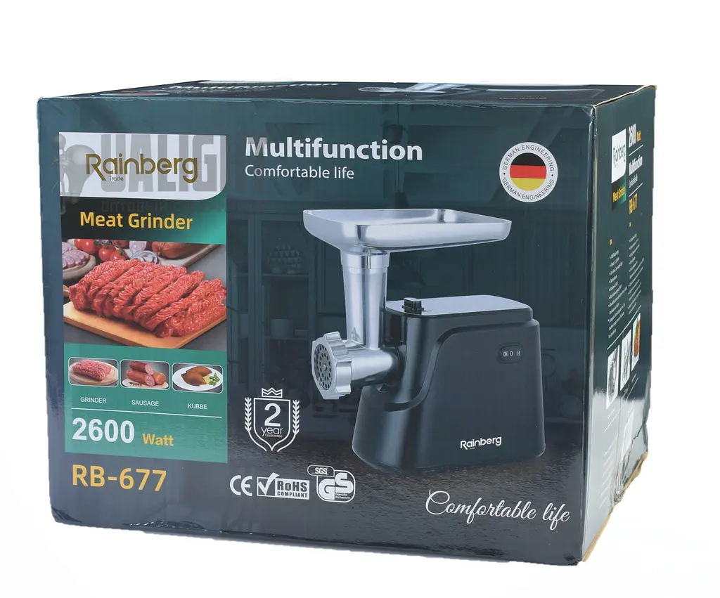 Электромясорубка с насадками Rainberg 677 для мяса для сока мясорубка обычная бытовая для дома - фото 3