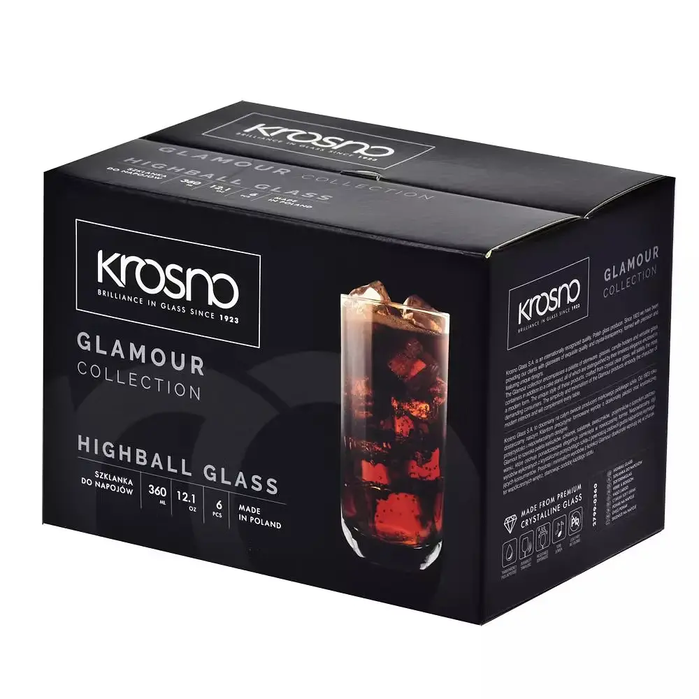 Набір високих склянок Krosno Glamour скло 360 мл 6 шт. (876993) - фото 3