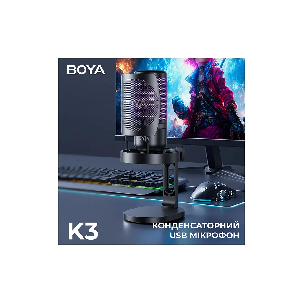 Микрофон Boya K3-02 RGB Type-C/3,5 мм Black (BOYA K3-02) - фото 5