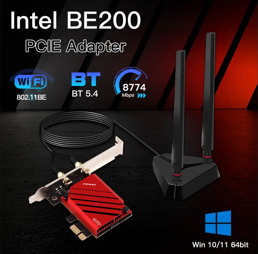 Бездротовий адаптер Fenvi FV-BE8800Pro Wi-Fi 7, Bluetooth 5.4 Gaming Tri Band 2.4G/5G/6GHz - фото 2