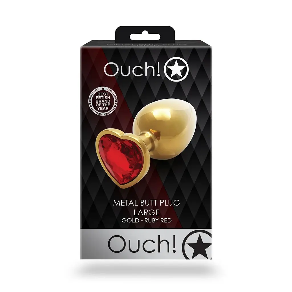 Анальна пробка Ouch! Heart Gem Butt Plug L, 8.1 см (золотистий) - фото 7