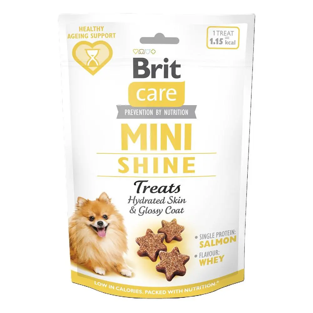 Ласощі для собак малих порід Brit Care Mini Treats Shine для блискучої шерсті, лосось 50 г (112374)