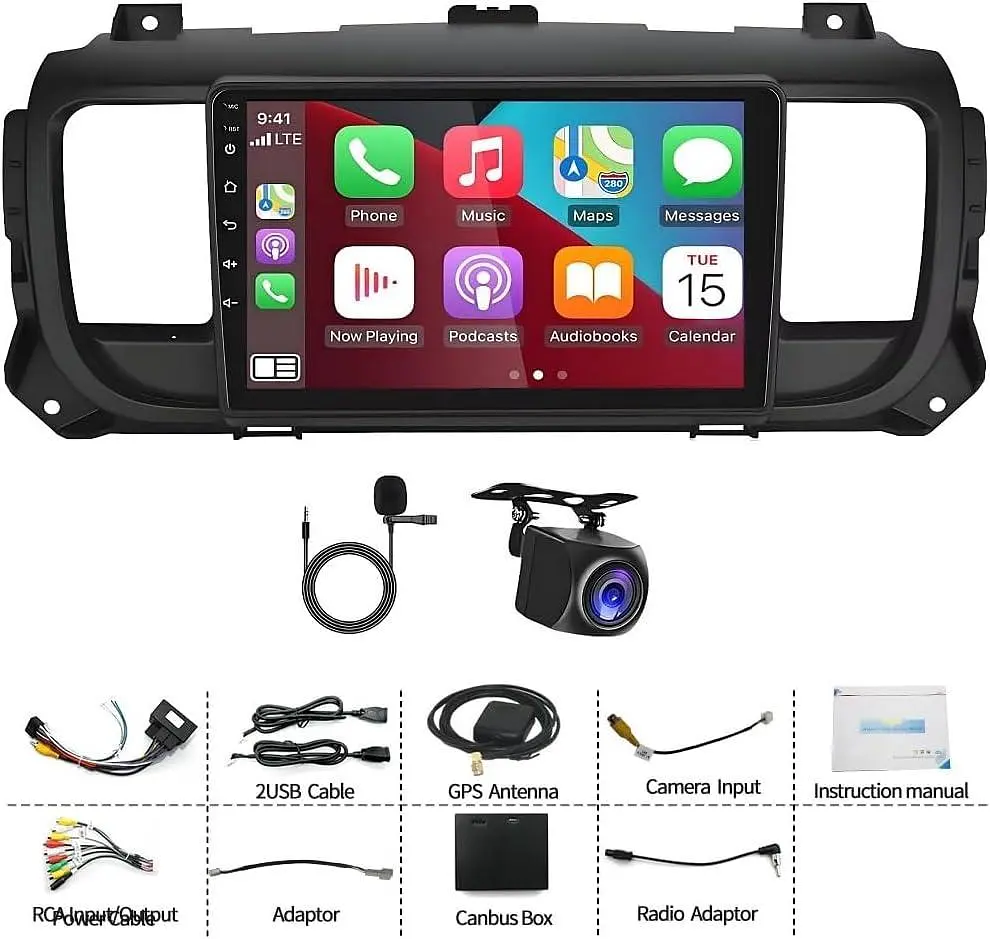 Автомобильная стереосистема 4G+64G CarPlay Android 14 для Peugeot Expert для Citroen Jumpy 3 2016-2023 9 дюймов с Wireless Carplay - фото 2