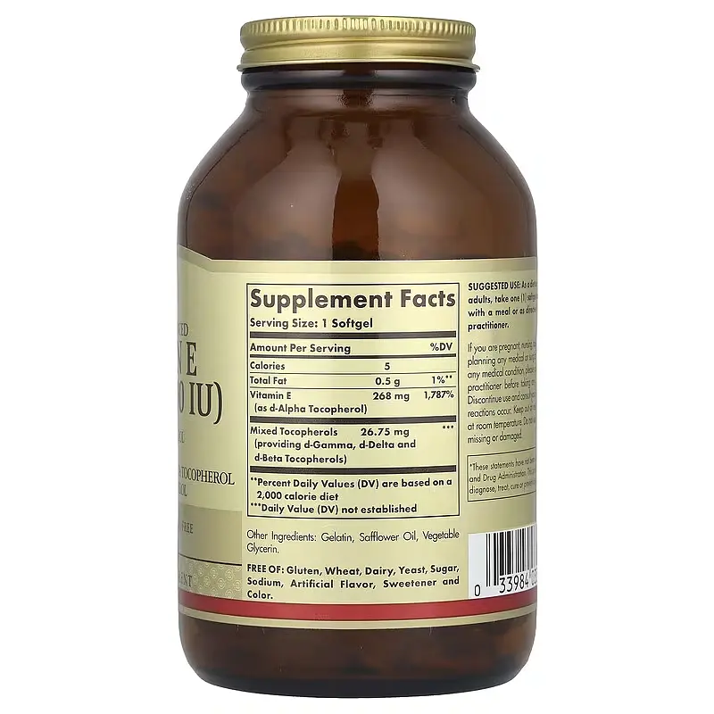 Вітамін Е зі Змішаними Токоферолами Vitamin E (400 МО) 268 мг - 250 софтгель - фото 2