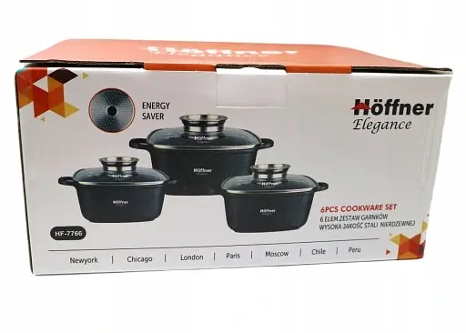 Набор 3 кастрюли с крышками Hoffner HF-7766 аромодифузором мраморным покрытием - фото 5