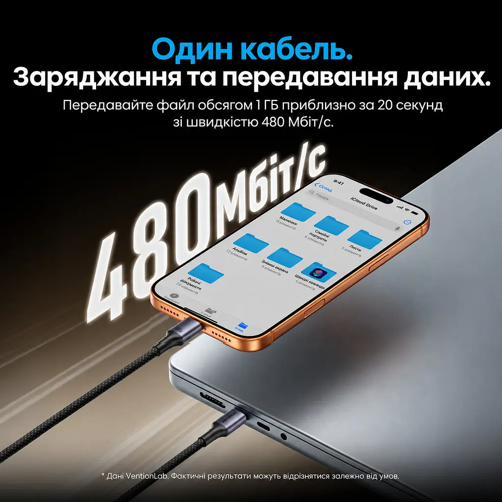Кабель Vention TSGBG USB-C - USB-C PD 100 Вт 1,5 м чорний (TSGBG) - фото 4