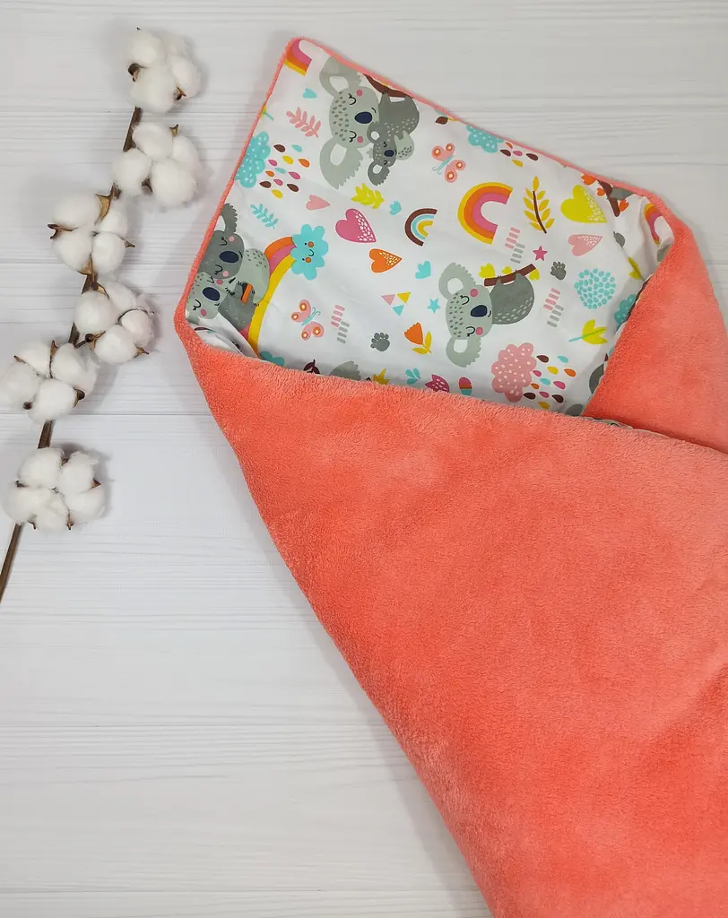Плед для немовлят із знімним утеплювачем та подушка a.l.babybox Коали на веселці Помаранчевий - фото 2