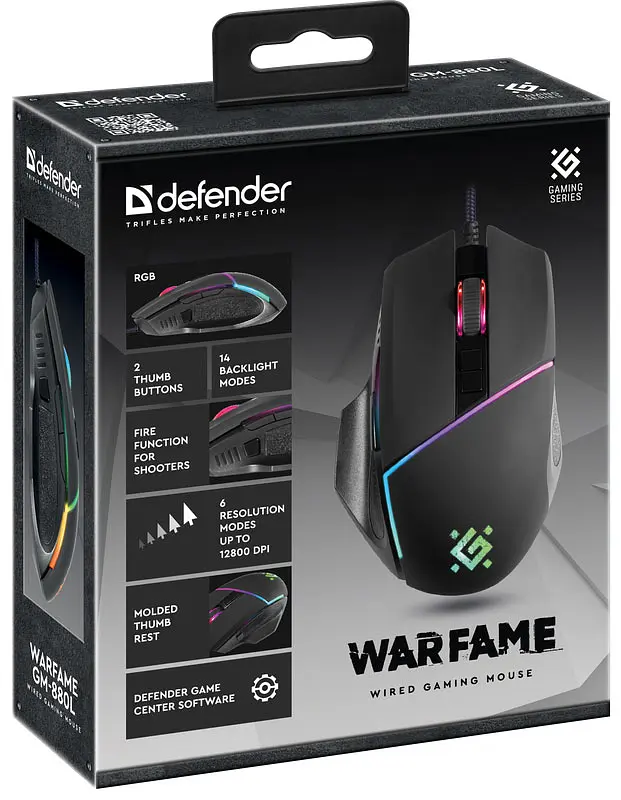 Мишка Defender Warfame GM-880L ігрова, 12800dpi., 8кн., RGB - фото 4