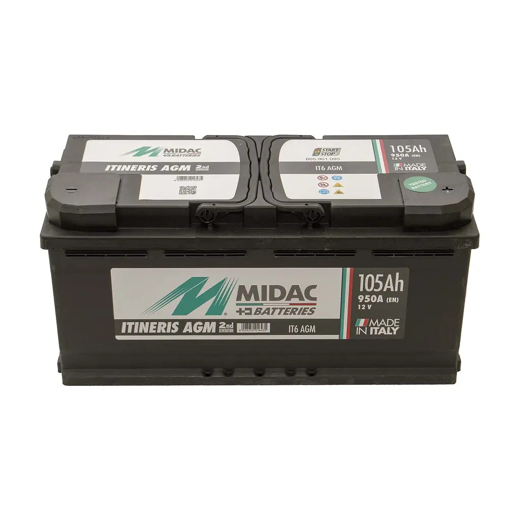 Аккумулятор 6СТ-105 Ah MIDAC ITINERIS START STOP AGM, 12V, 105Ah, R  EN950А - фото 2