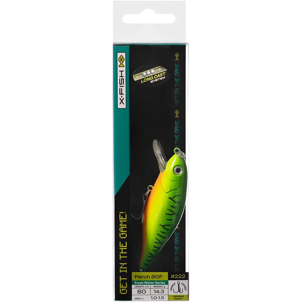 Воблер X-Fish Perch 80F 80mm 14.3g 222 (1.0-1.5m) - фото 2