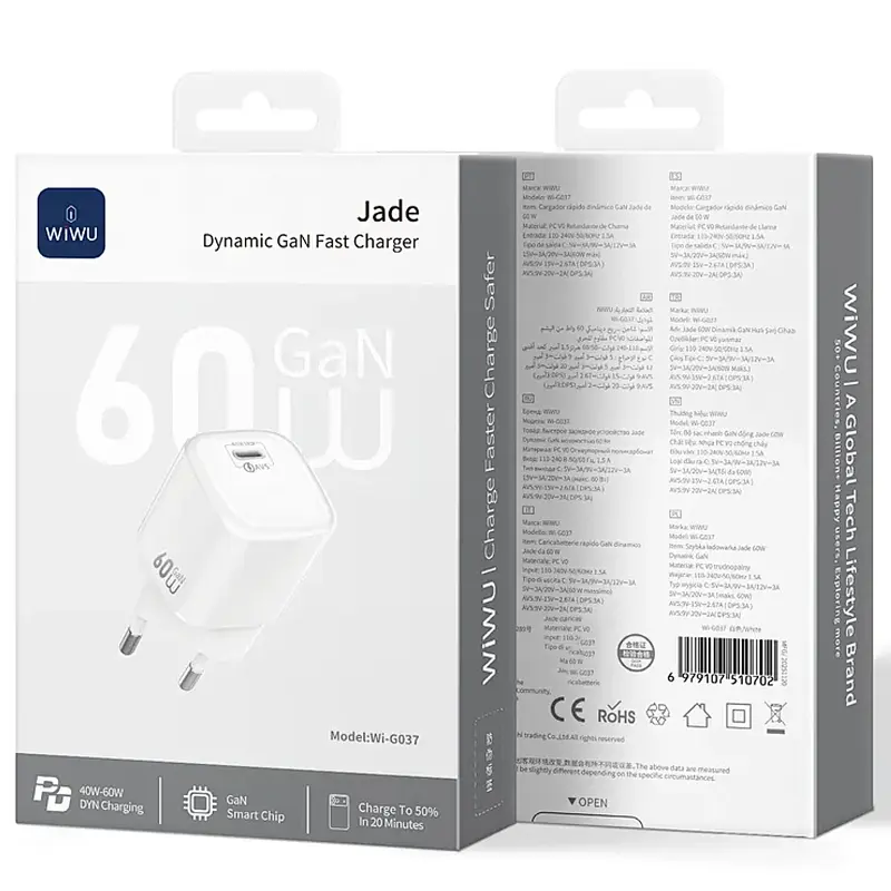 Мережевний зарядний пристрій WIWU G037 Jelly PD60W GaN 1USB-C White - фото 3
