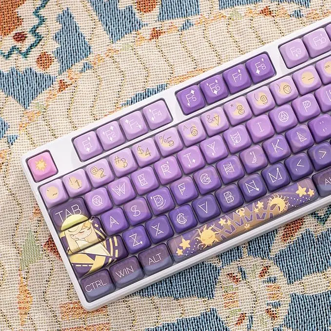 Набір кейкапів PBT MOA-Starry River Dream / Compatible with Cherry MX Switch, Gateron, TTC, Clones, Фіолетовий - фото 4