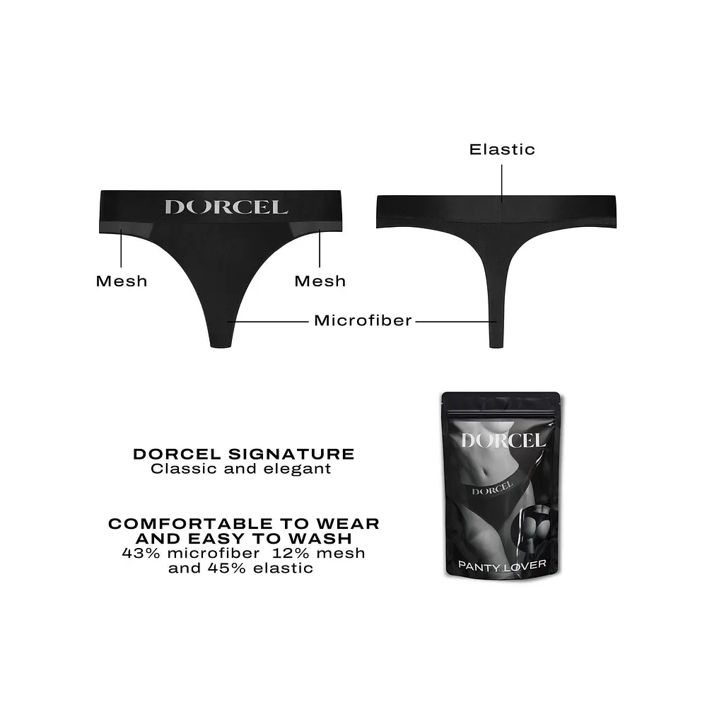 Трусики-стрінги з кишенею для вібратора Dorcel Panty Lover, S (чорний) - фото 5