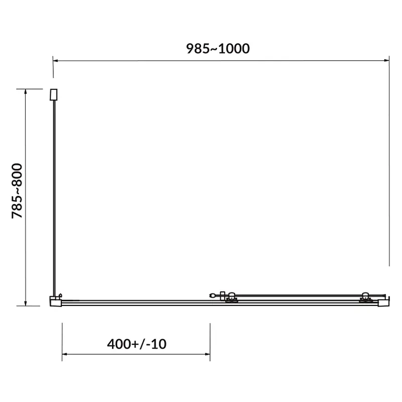 Душова кабіна Cersanit Basic 100x80 см прямокутна розсувна прозоре скло без піддону хром S158-006, Хром, прозорий, хром - фото 3