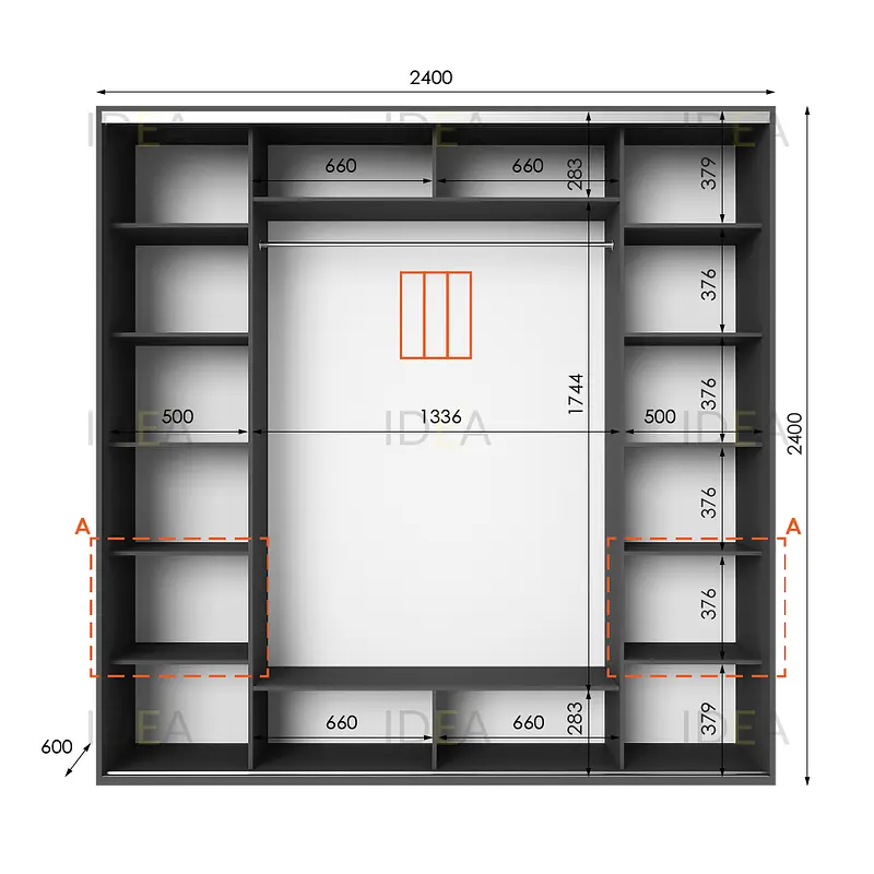 Шафа-купе Idea серія 4 240 x 60 x 240 см Антрацит - фото 2