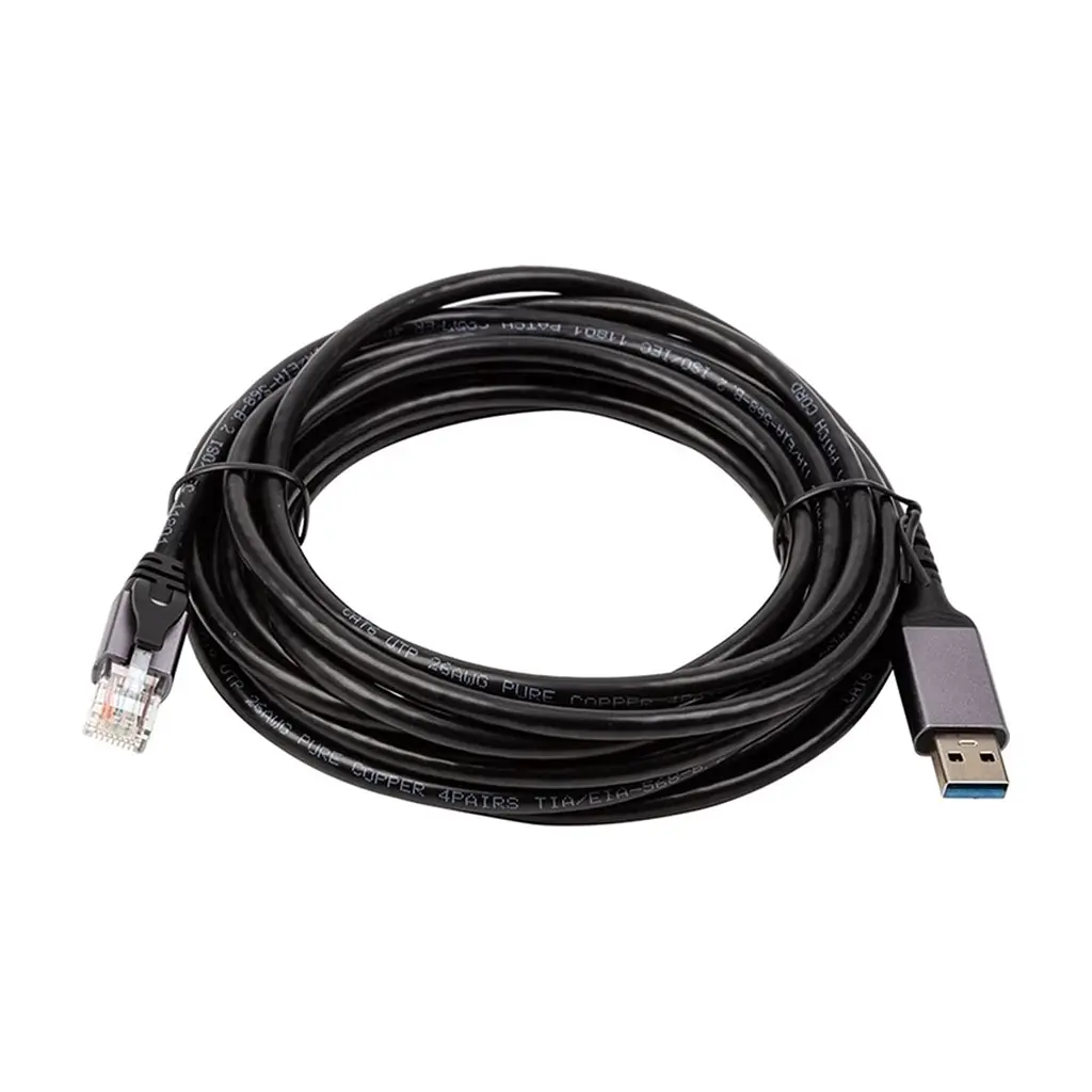 Кабель для передавання даних PowerPlant USB AM to RJ45 Ethernet CAT6 UTP 5.0m (CA915002) - фото 2