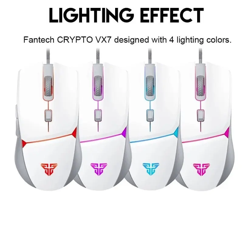 Игровая мышь Fantech VX-7 CRYPTO 60IPS, 15G, 800DPI White - фото 4