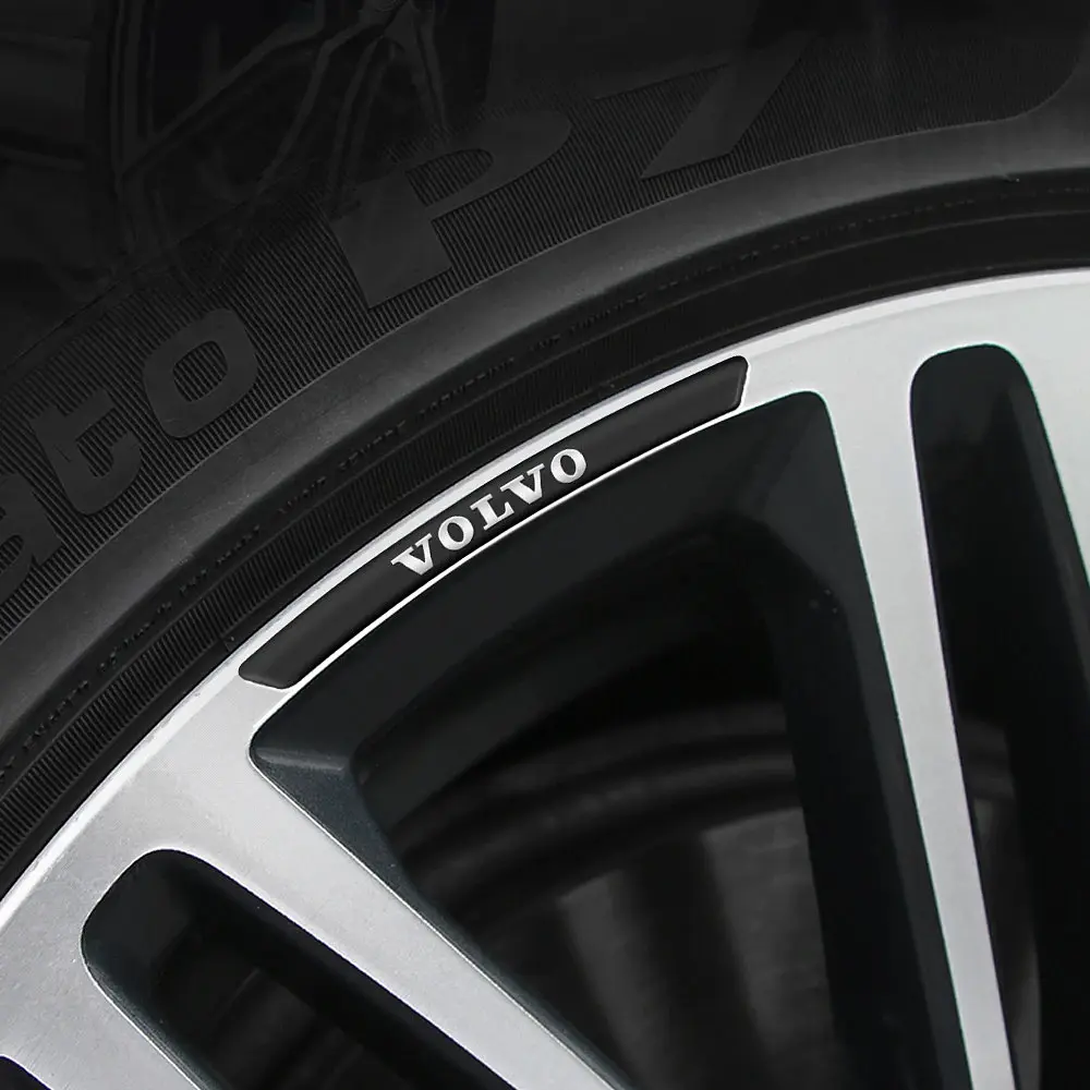 Емблема обода колеса Volvo 4 шт Алюміній наклейка на диски на скотчі Чорні - фото 2