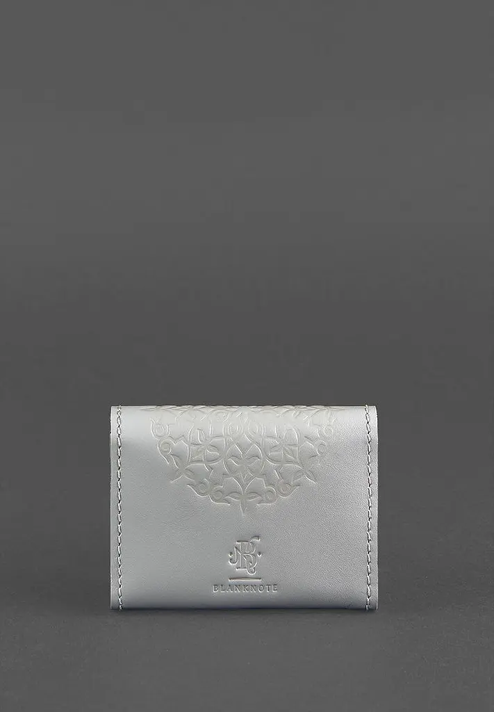 Жіночий шкіряний кард-кейс 3.0 (Гармошка) Сірий з мандалою - фото 5