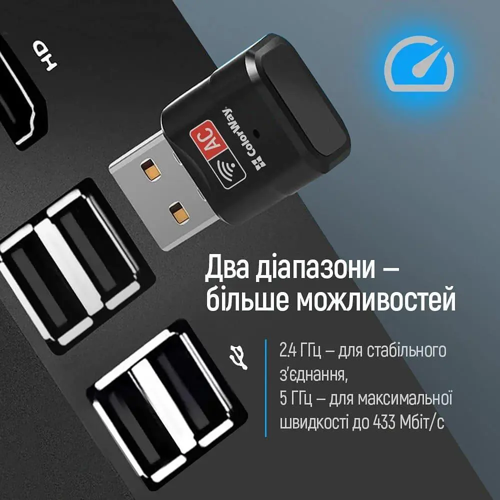 WiFi-адаптер ColorWay Wi-Fi 2.4 ГГц, 5 ГГц (CW-AD-W2) - фото 9