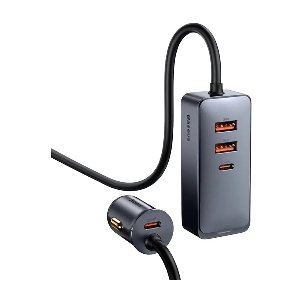 Зарядний пристрій Baseus 2xUSB-C + 2xUSB 120W + extension cord gray (CCBT-A0G) - фото 2