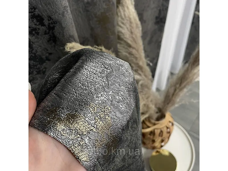 Жакардові мармурові штори сіро-золотистого кольору на тасьмі 2шт. 150х270 ALBO pbe0052399 - фото 4