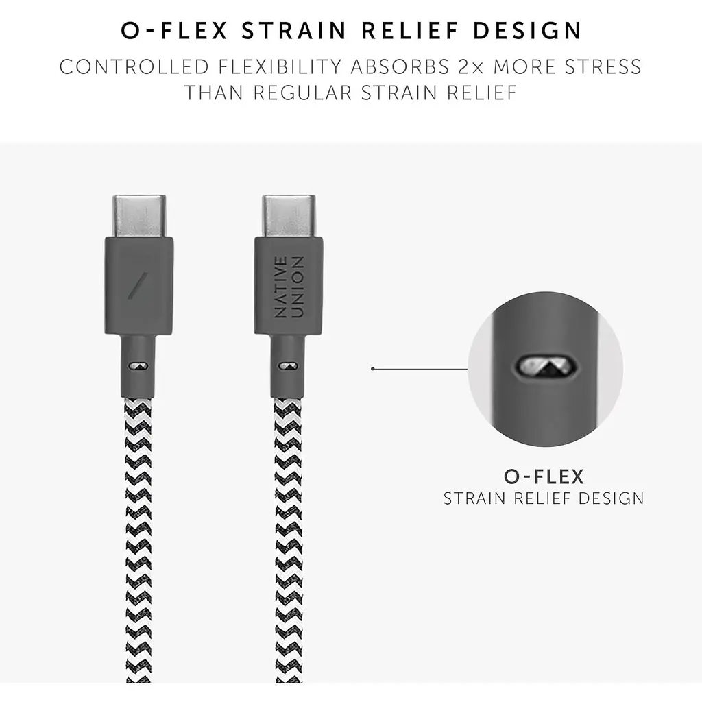 Кабель USB-C to USB-C Native Union Belt Cable Zebra 1.2 м (BELT-C-ZEB-2-NP) - фото 4