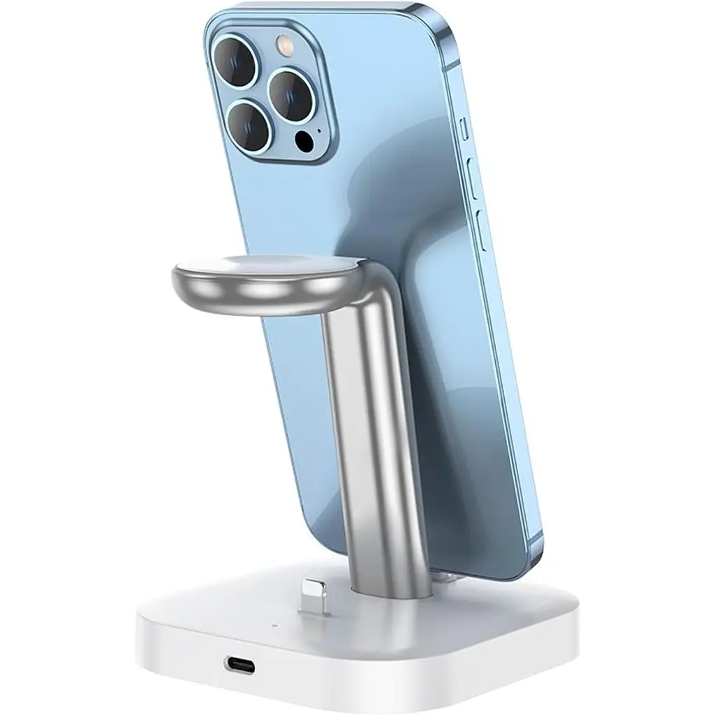 Бездротовий зарядний пристрій Hoco Graceful Magsafe 3in1 Wireless Fast Charger 15W CW43 White [97882] - фото 3