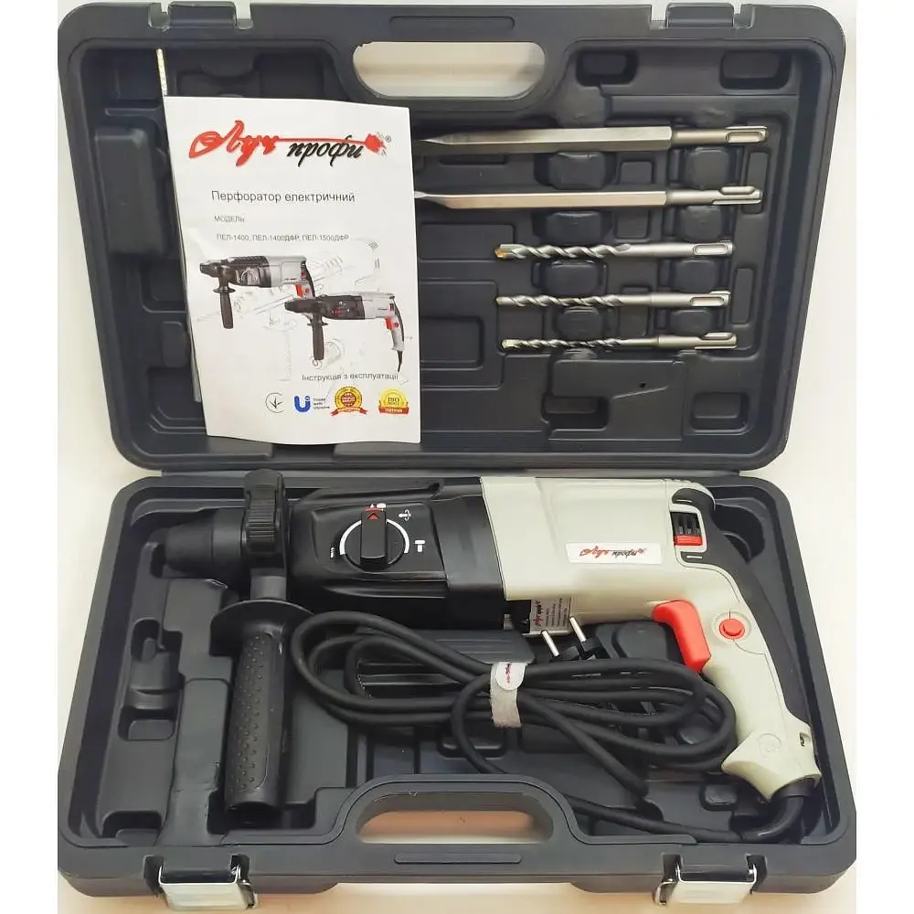 Перфоратор прямой Луч Профи ПЕЛ-1400 SDS-plus кейс 4 Дж 1400 Вт 5500 уд/мин 30412 - фото 3