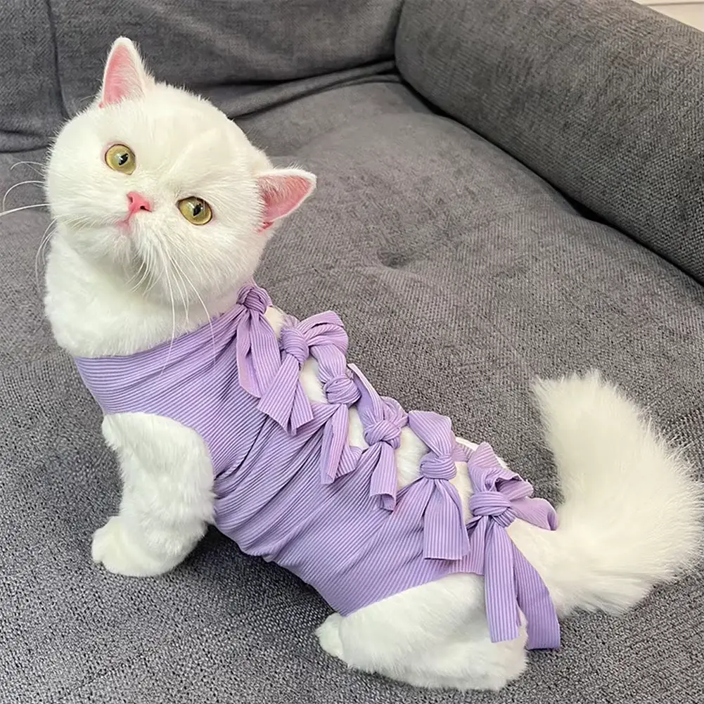 Одяг для котів після операції Holley Bow-knots Purple L - фото 2