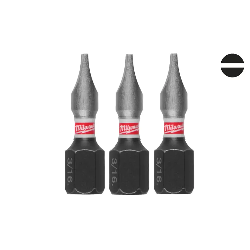 Біта SHOCKWAVE MILWAUKEE, SL1,2x6,5, 25мм, (3шт)