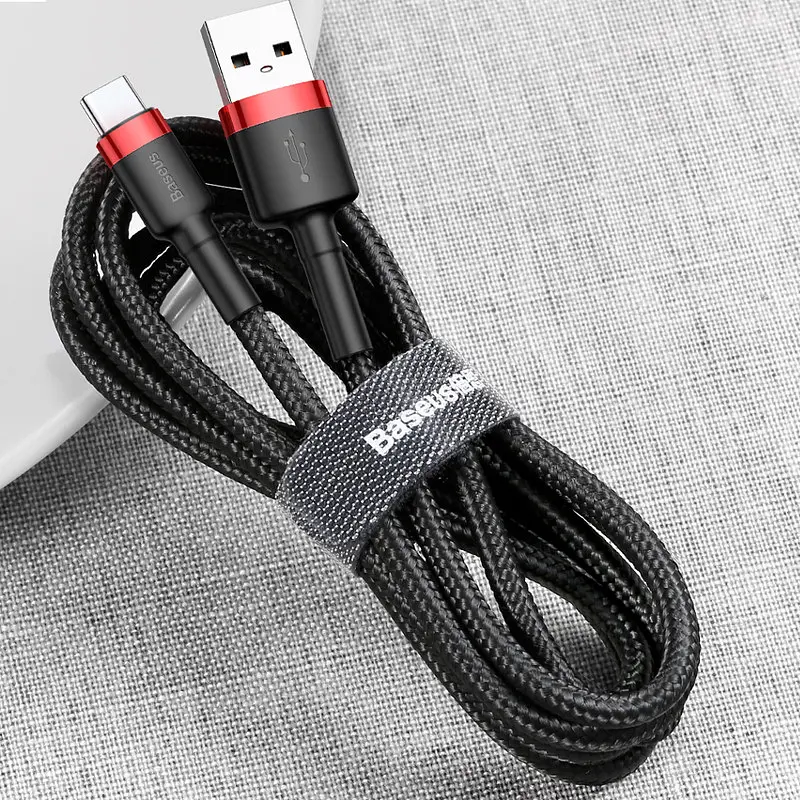 Дата кабель Baseus Cafule Type-C Cable 3A (1m) (CATKLF-B) Червоний / Чорний - фото 3