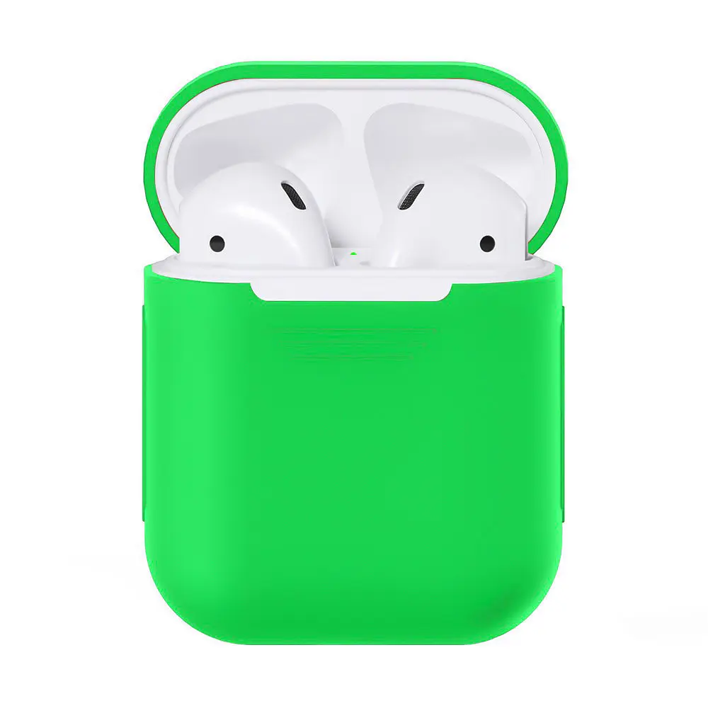 Чехол для Airpods 1/2 Зеленый, силиконовый чехол для наушников Apple чехол для наушников Airpods - фото 3