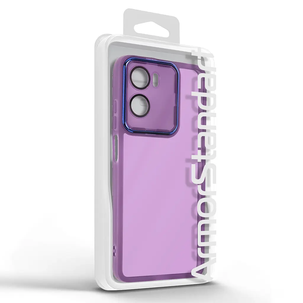 Защитный чехол для Motorola G05/E15, Shade, фиолетовый, TPU+PC, матовый, защита всего корпуса, панель-накладка, противоударный, с большими бортами, амортизирует удары при падениях, ArmorStandart (ARM87419) - фото 3